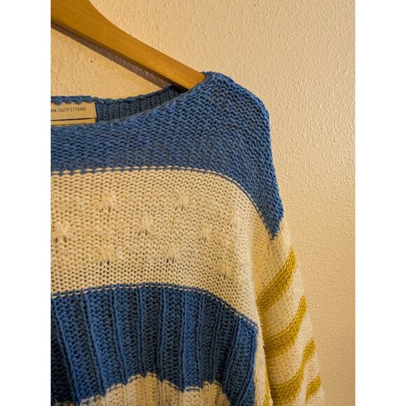 Urban outfitters striped sweater blue and yellow oversized size S cotton blend - Picture 4 of 6